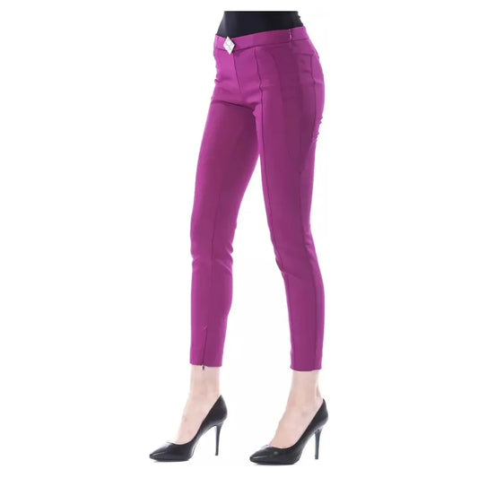 Elegant Purple Skinny Pants with Chic Zip Detail