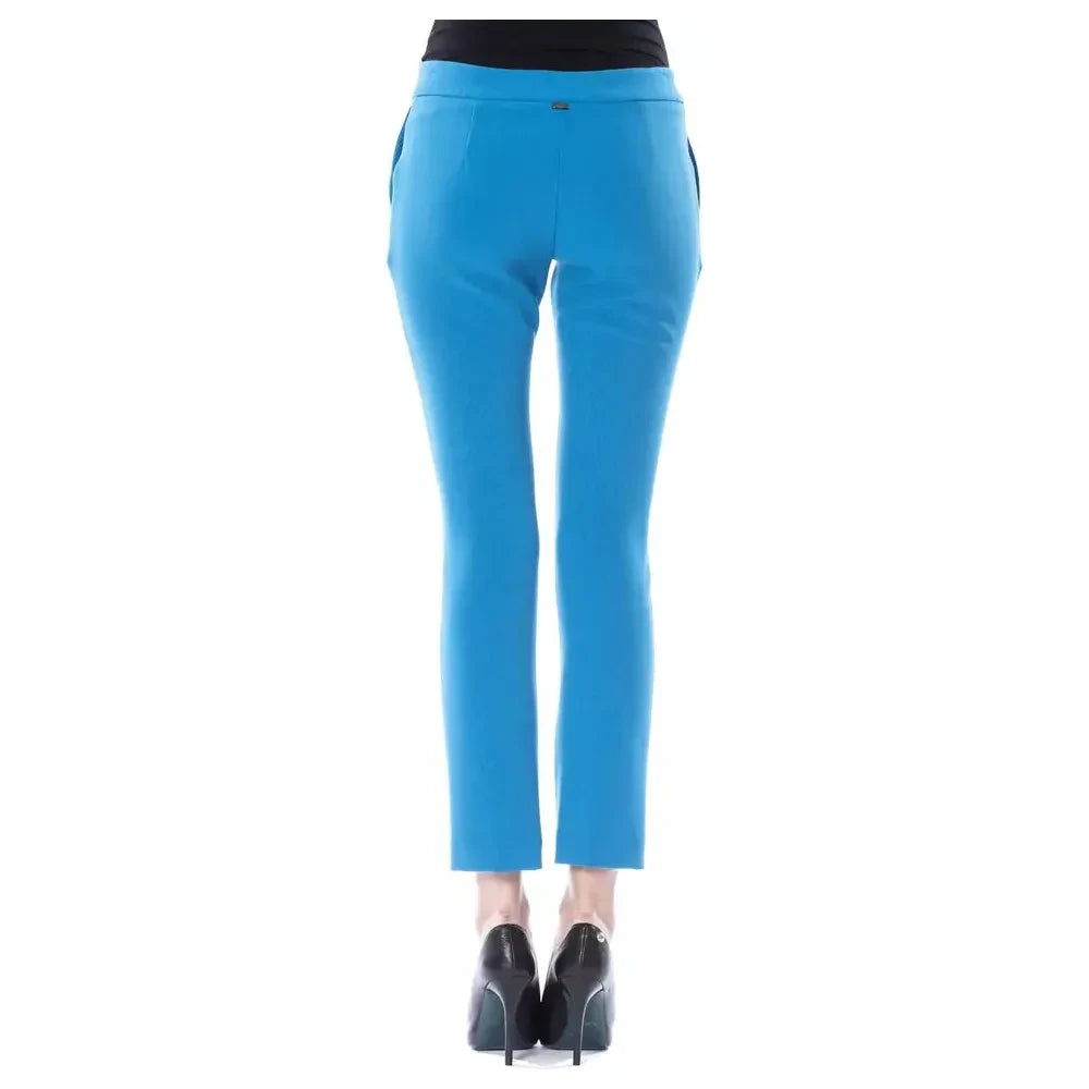 Chic Light Blue Skinny Pants with Zip Closure