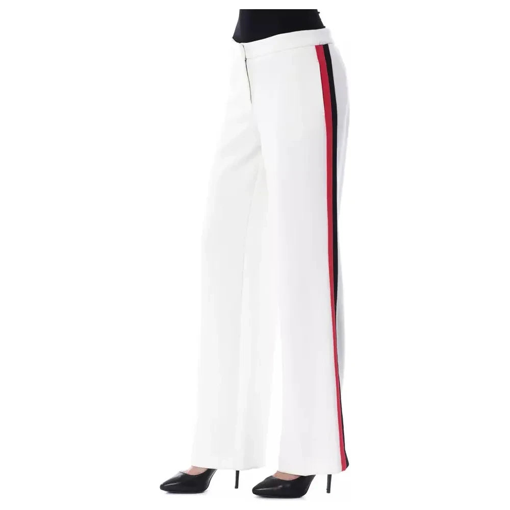 Elegant White Stripe-Detailed Trousers