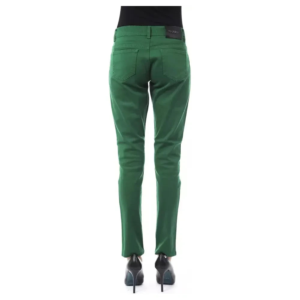 Chic Green Slim Fit Cotton Pants