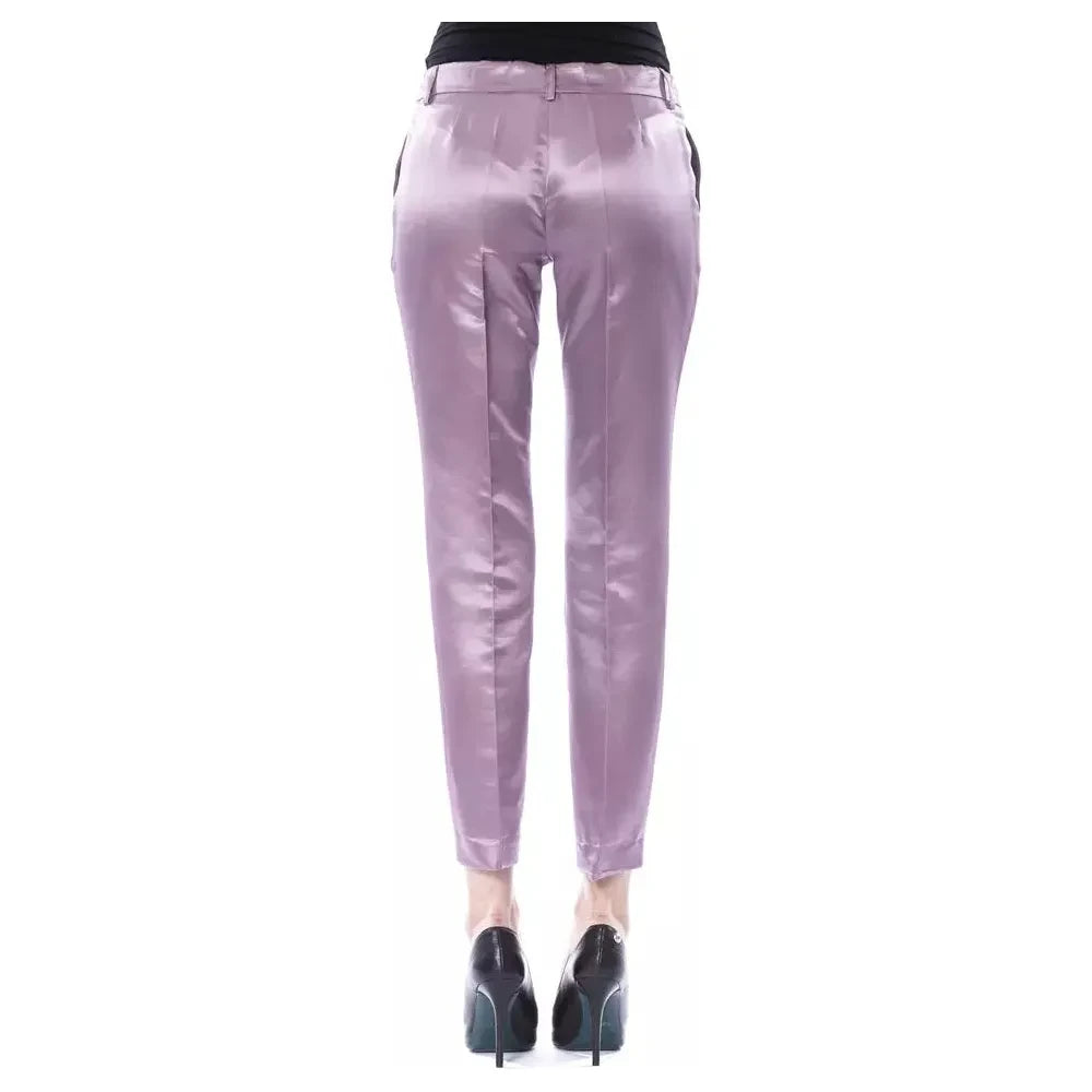 Elegant Purple Cotton-Silk Blend Pants