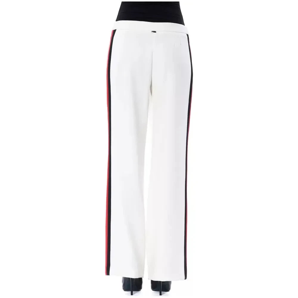 Elegant White Stripe-Detailed Trousers