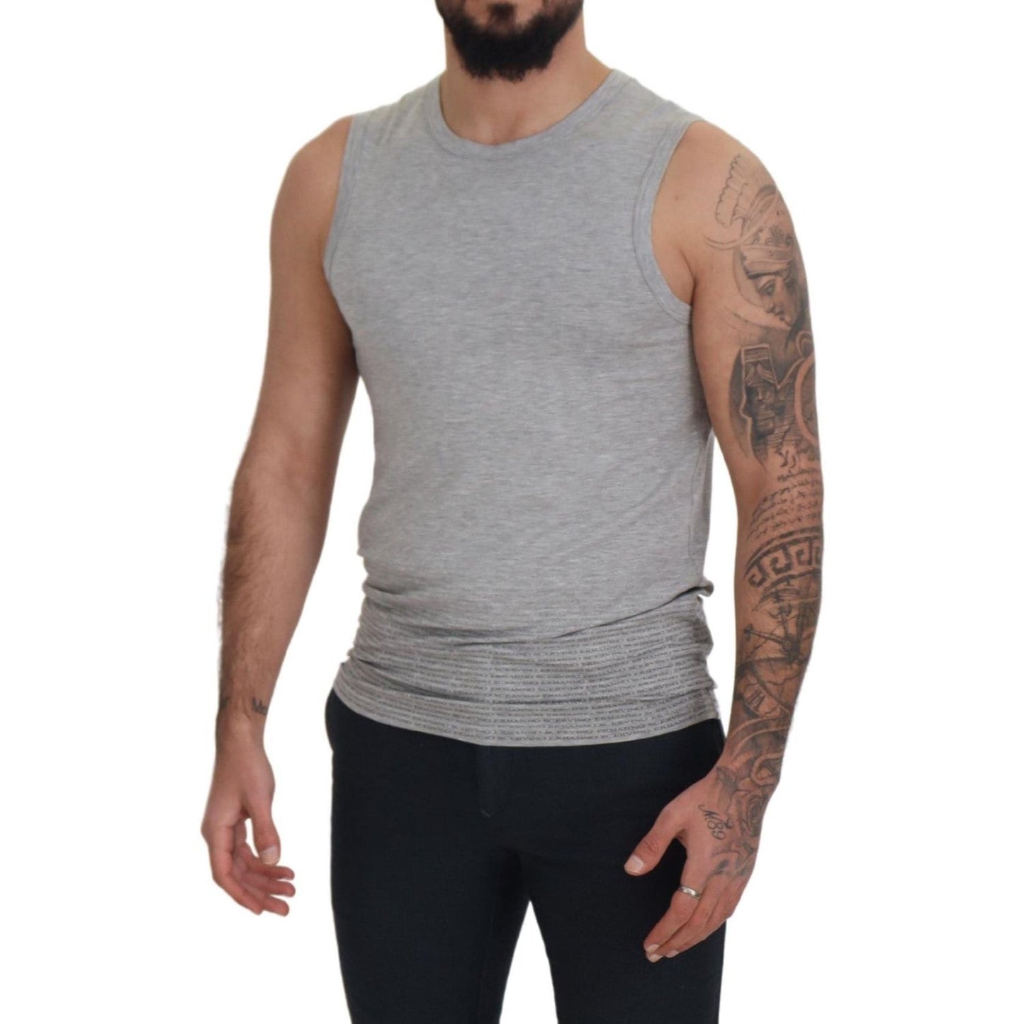 Chic Gray Sleeveless Crewneck Tee