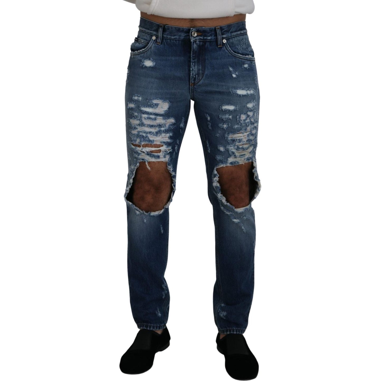 Chic Tattered Denim Pants for the Modern Man