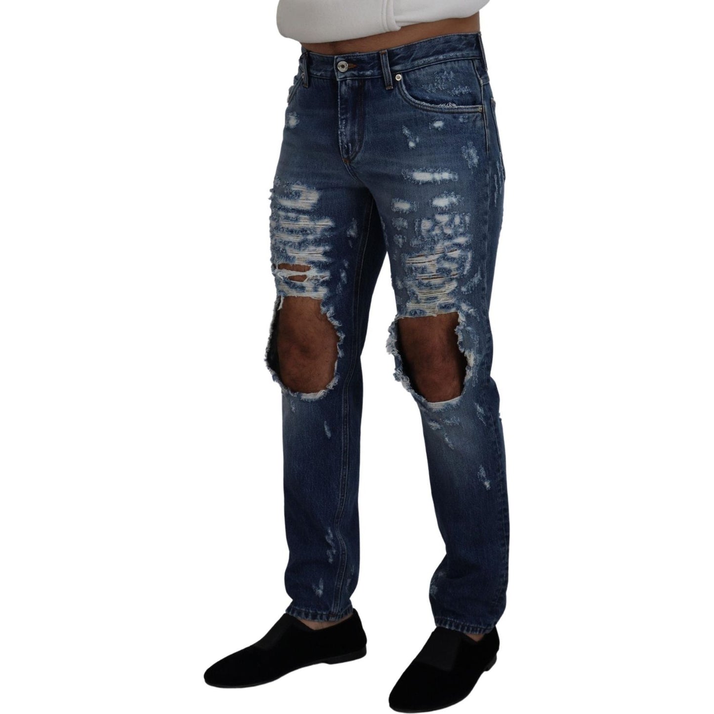 Chic Tattered Denim Pants for the Modern Man