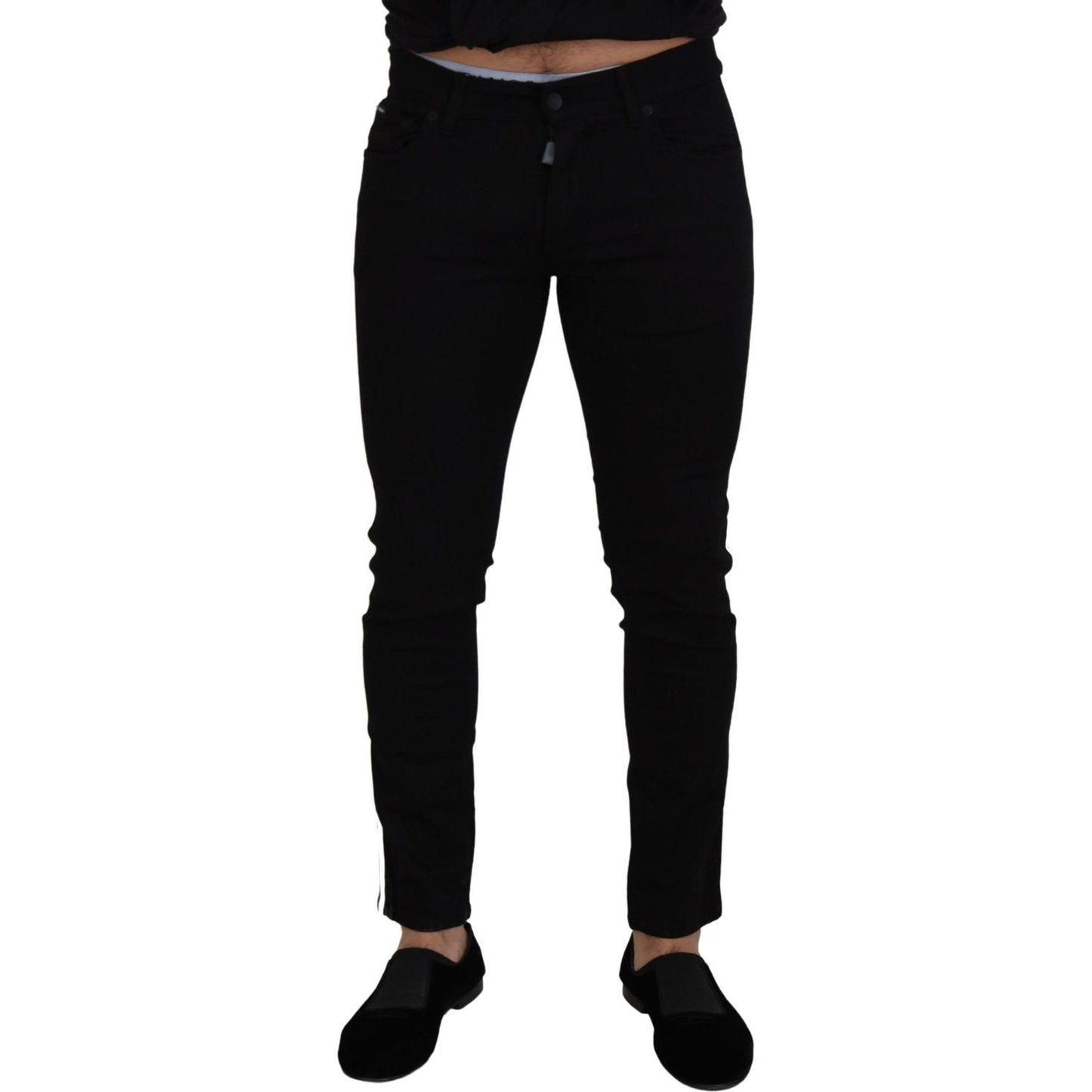 Elegant Black Slim Fit Denim Pants