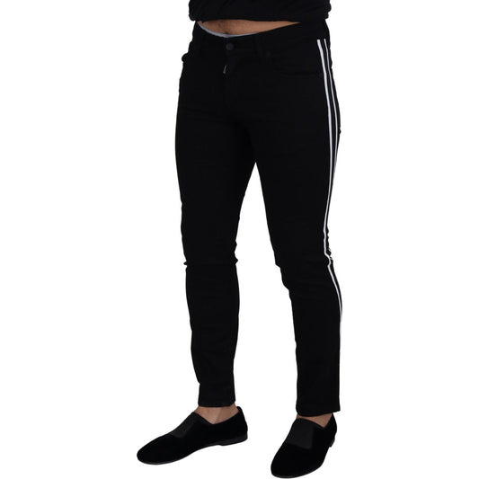 Elegant Black Slim Fit Denim Pants