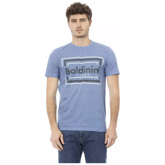 Elevated Casual Light Blue Tee with Front Print