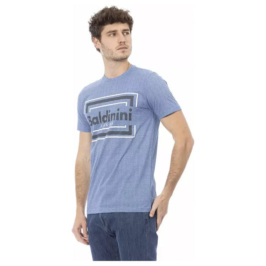 Elevated Casual Light Blue Tee with Front Print