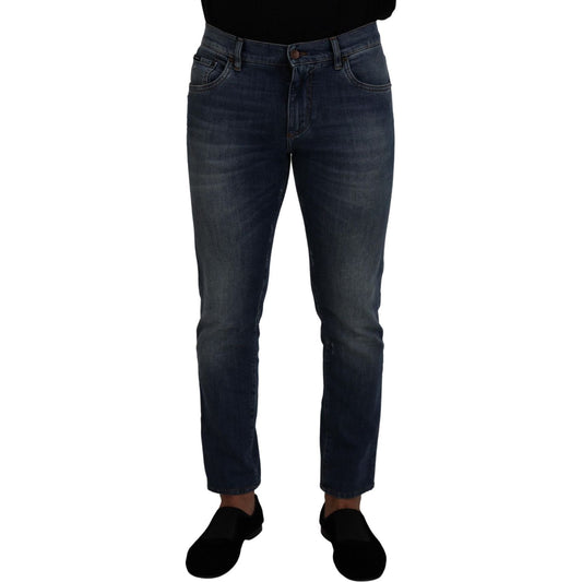 Elegant Slim-Fit Denim Pants in Blue Washed