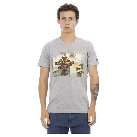 Trussardi Action Essential V-Neck Tee with Graphic Charm Trussardi Action