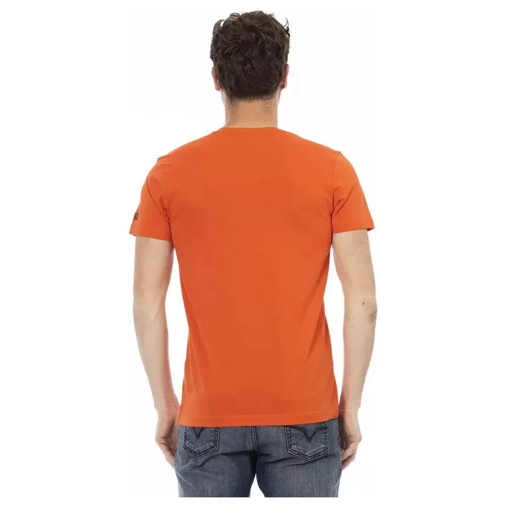 Trussardi Action Vibrant Red V-Neck Tee with Front Print Trussardi Action