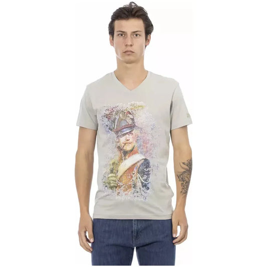 Trussardi Action Elegant V-Neck Tee with Exclusive Front Print Trussardi Action