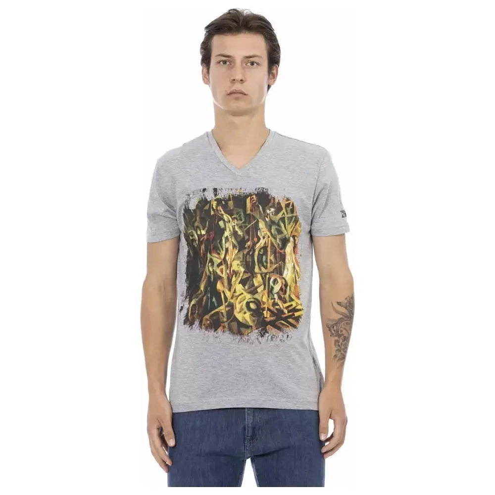 Trussardi Action Gray Cotton Men T-Shirt