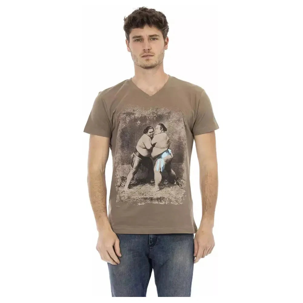 Trussardi Action Brown Cotton Men T-Shirt