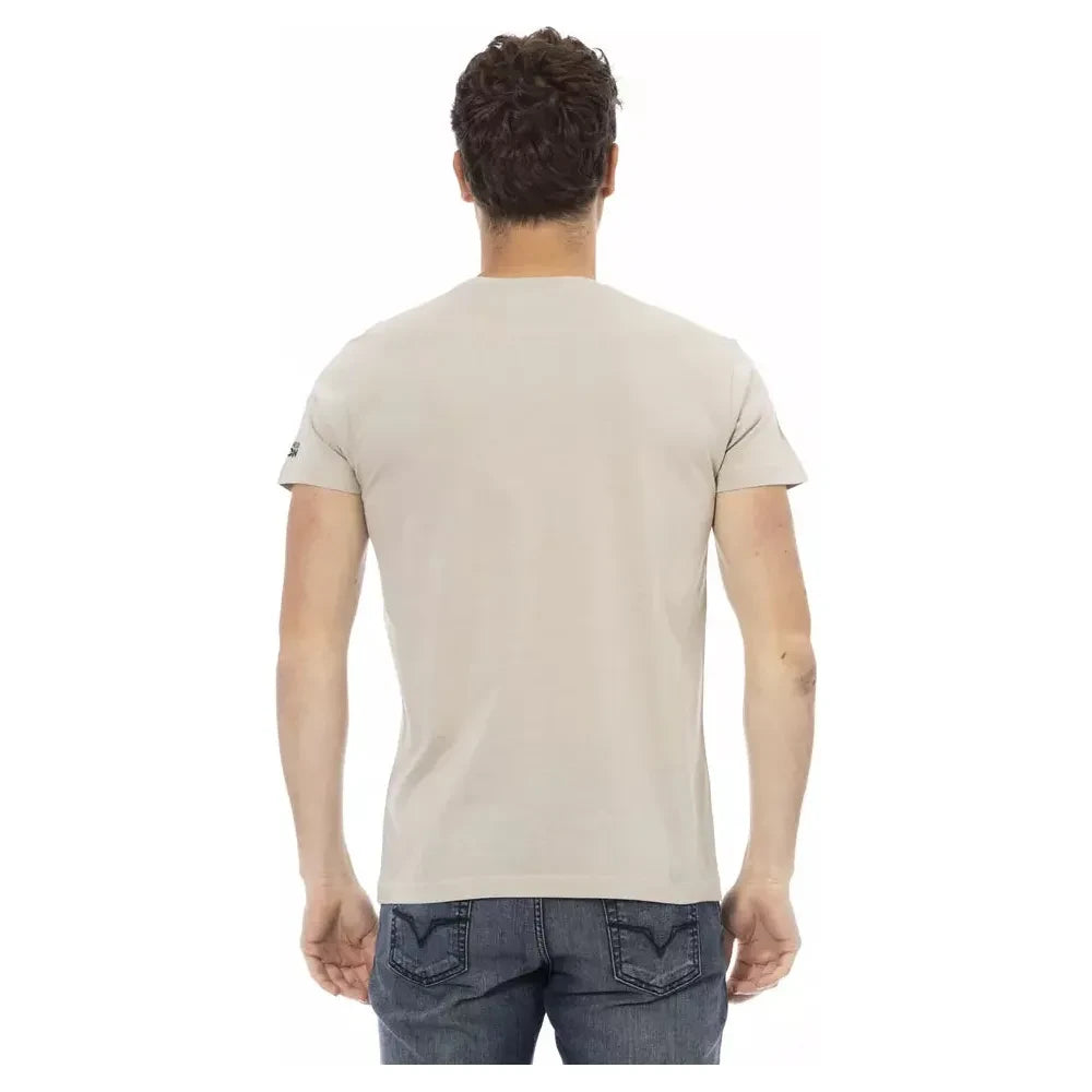 Elegant Beige Short Sleeve Round Neck Tee