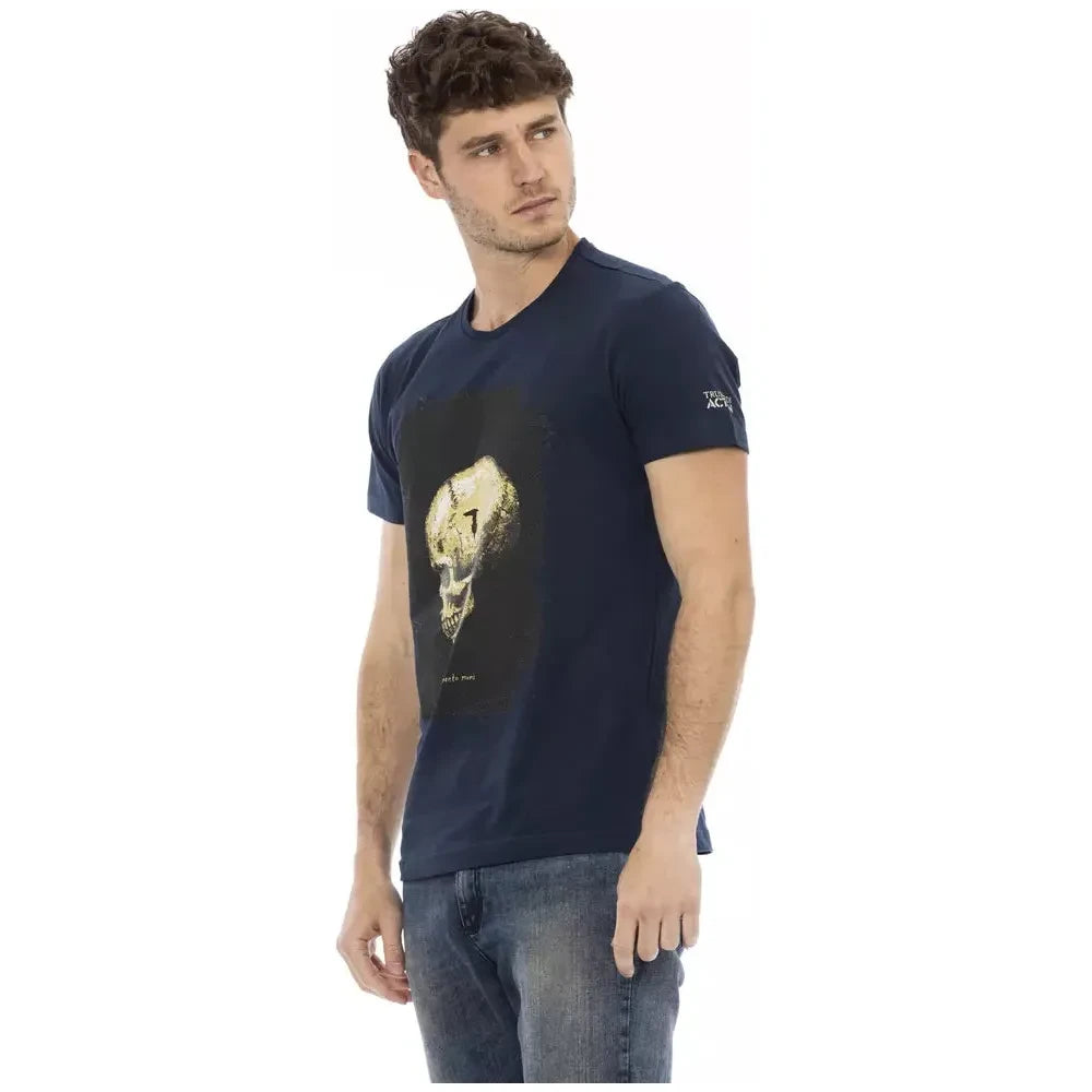 Elegant Blue Short Sleeve Round Neck Tee