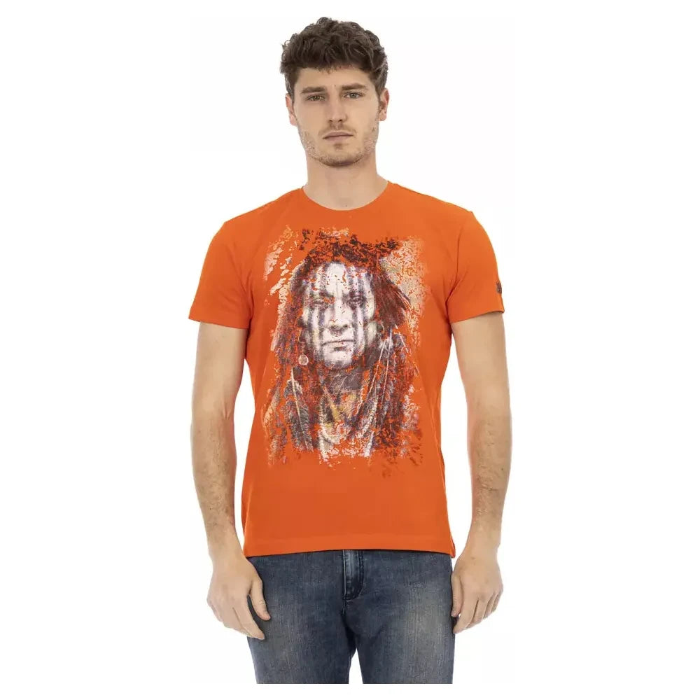 Trussardi Action Sleek Orange Short Sleeve Tee with Front Print Trussardi Action