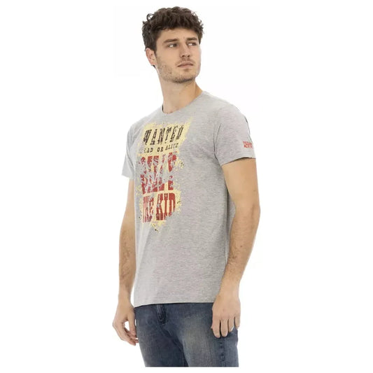 Sleek Gray Cotton-Blend T-Shirt for Men