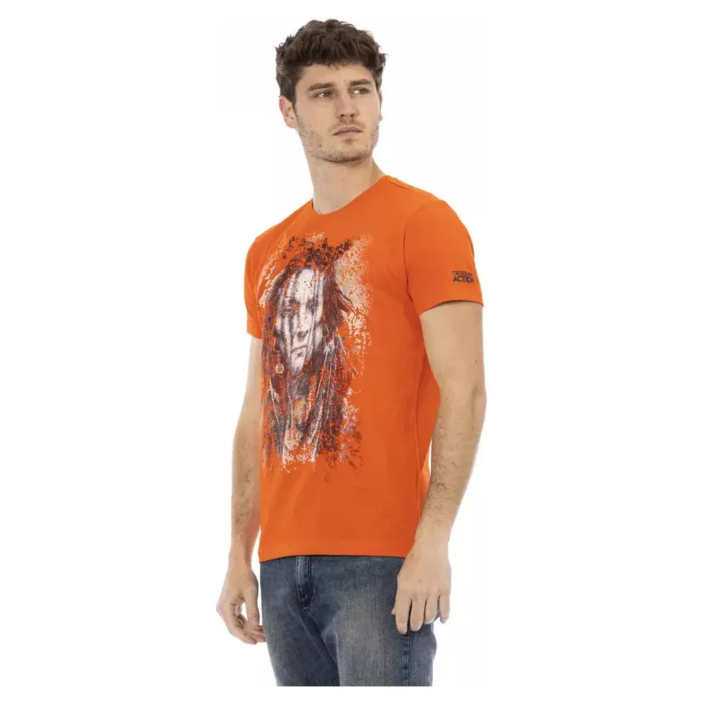 Trussardi Action Sleek Orange Short Sleeve Tee with Front Print Trussardi Action