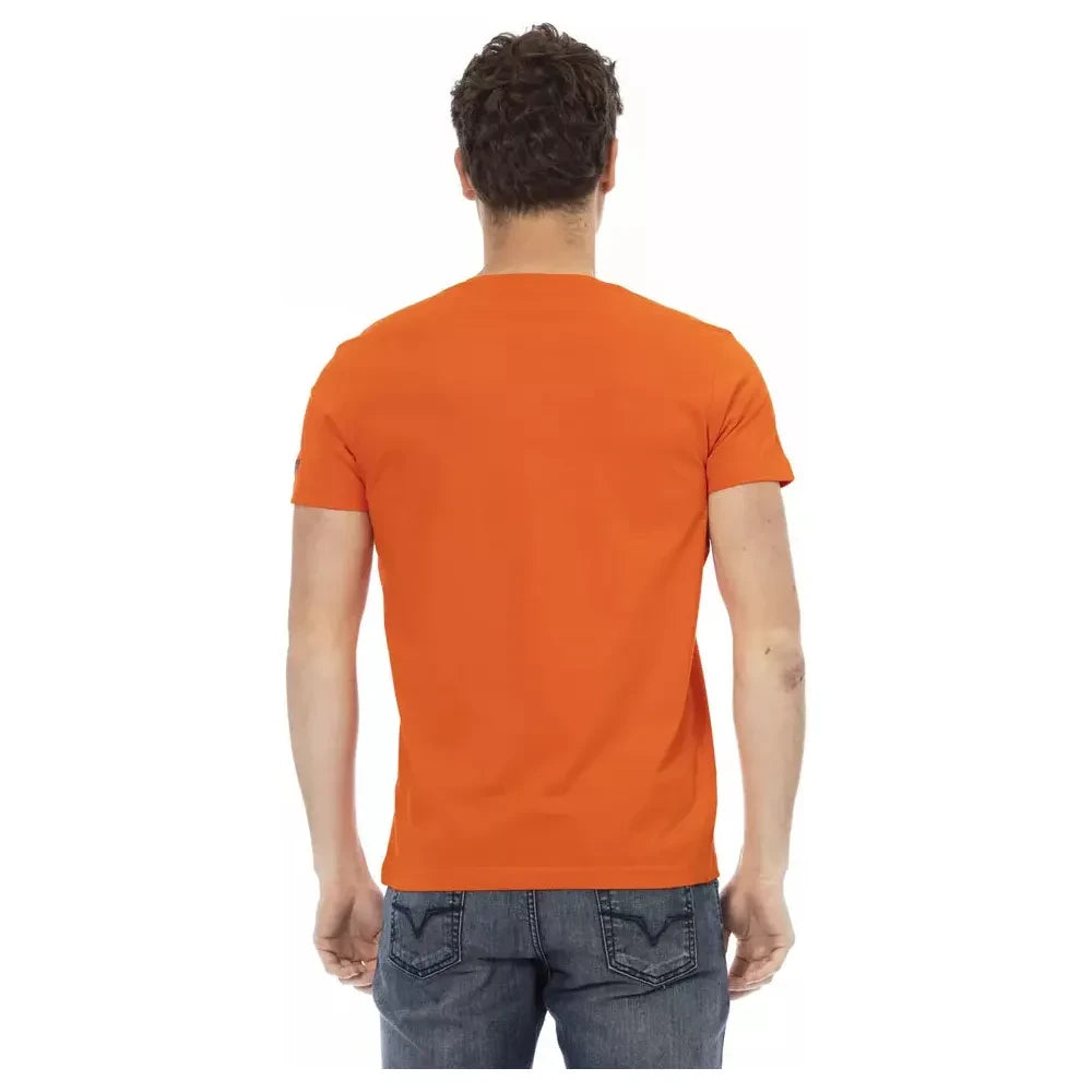 Sleek Orange Short Sleeve Tee with Front Print