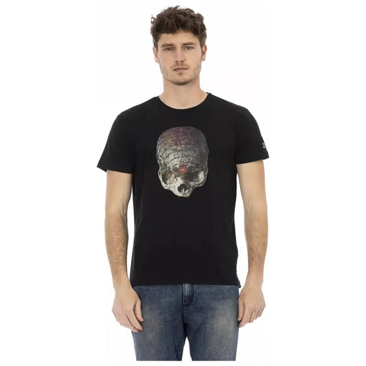 Trussardi Action Elevated Casual Black Tee - Short Sleeve & Round Neck Trussardi Action