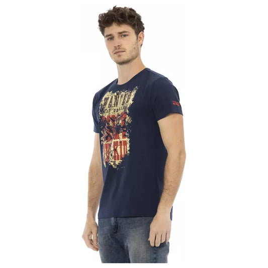 Trussardi Action Chic Blue Printed Short Sleeve Tee Trussardi Action