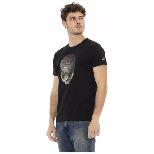 Trussardi Action Elevated Casual Black Tee - Short Sleeve & Round Neck Trussardi Action