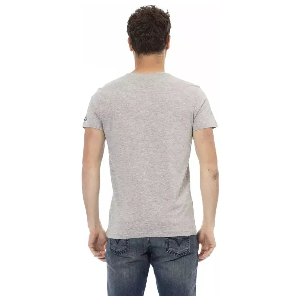 Trussardi Action Chic Gray Cotton Blend Round Neck Tee Trussardi Action