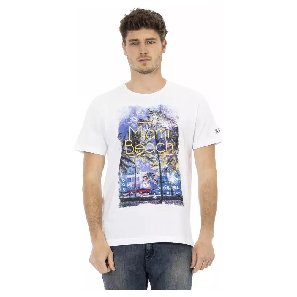 Elegant White Cotton Blend Tee for Men