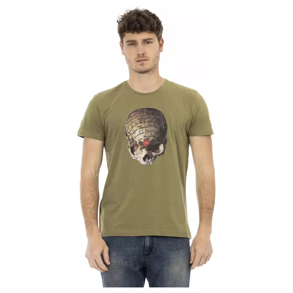 Slim-Fit Green Tee with Front Print