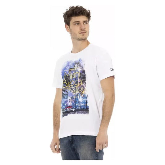 Elegant White Cotton Blend Tee for Men