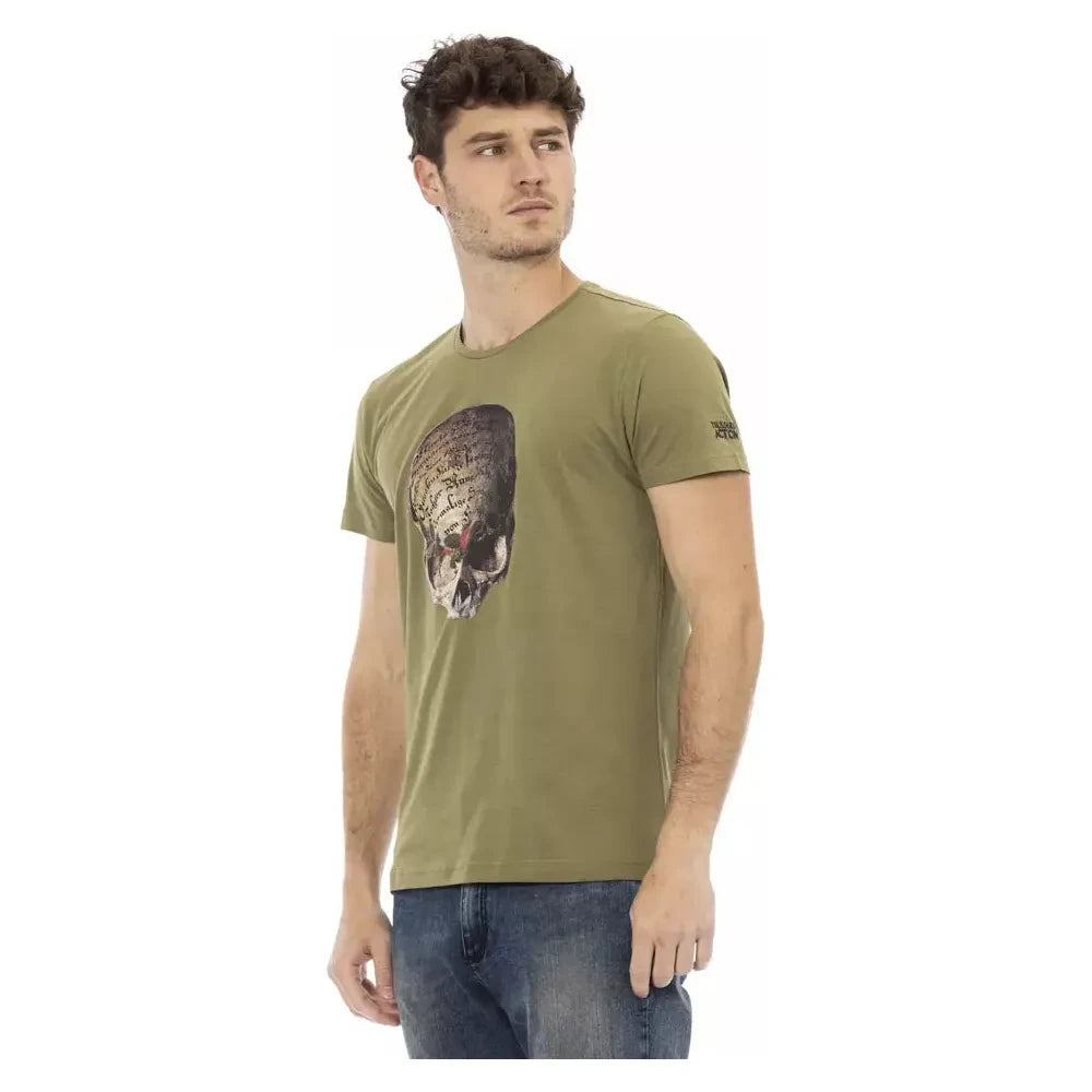 Slim-Fit Green Tee with Front Print