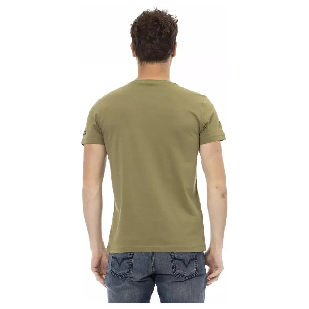 Slim-Fit Green Tee with Front Print