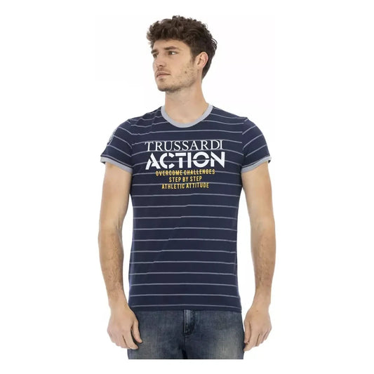 Trussardi Action Blue Cotton Blend Casual Tee Trussardi Action