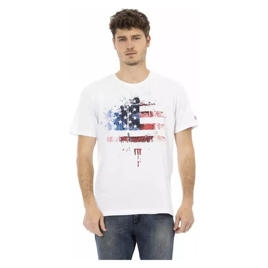 Trussardi Action Elegant White Tee with Graphic Charm Trussardi Action