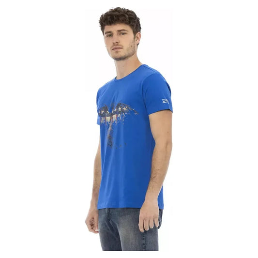 Trussardi Action Chic Blue Short Sleeve T-Shirt with Print Trussardi Action