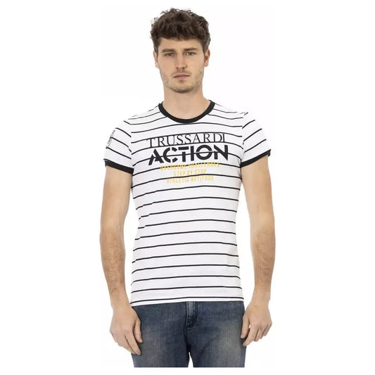 Trussardi Action Sleek White Tee with Bold Print Trussardi Action