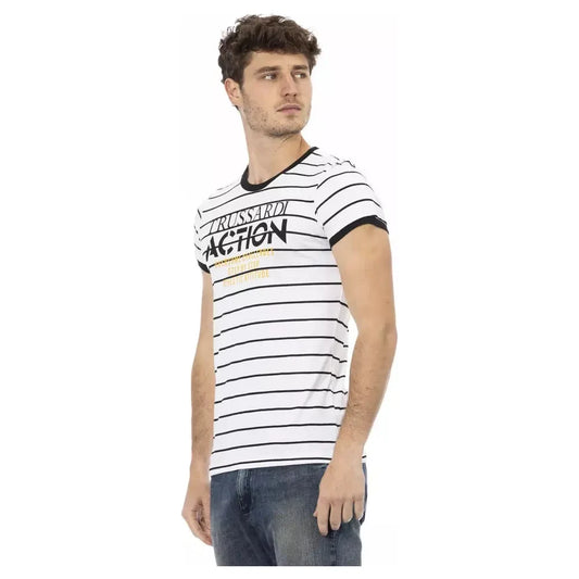 Trussardi Action Sleek White Tee with Bold Print Trussardi Action