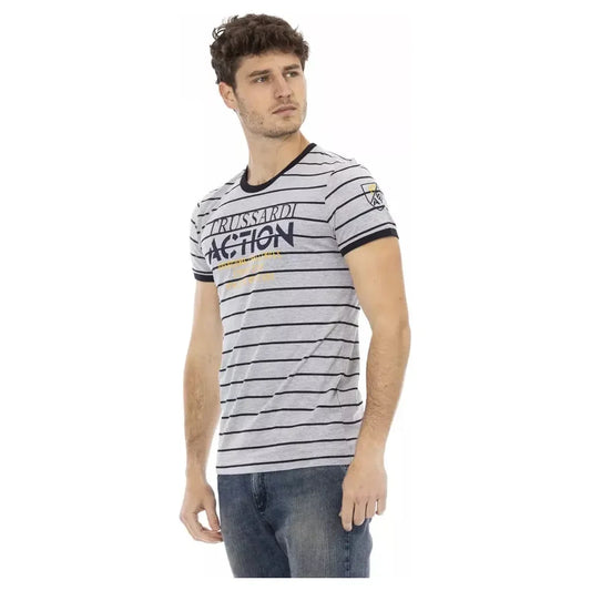 Trussardi Action Elegant Gray T-Shirt with Chic Front Print Trussardi Action