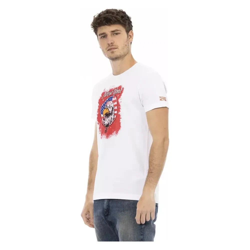 Elegant White Short Sleeve Tee with Front Print