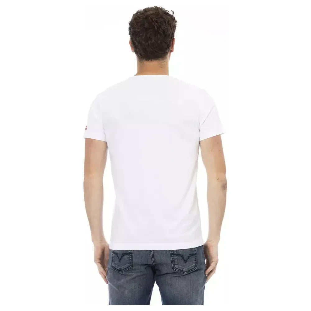 Elegant White Short Sleeve Tee with Front Print