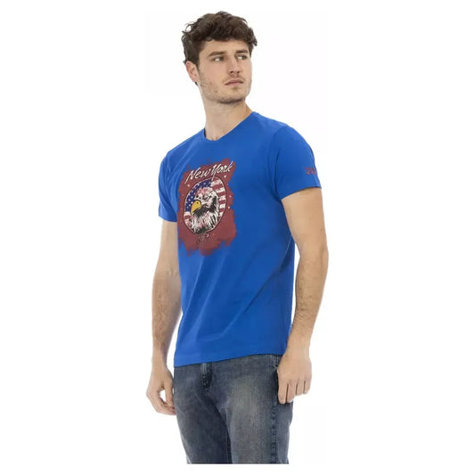 Sleek Blue Short Sleeve Round Neck Tee