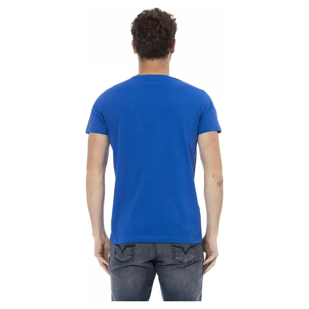 Sleek Blue Short Sleeve Round Neck Tee