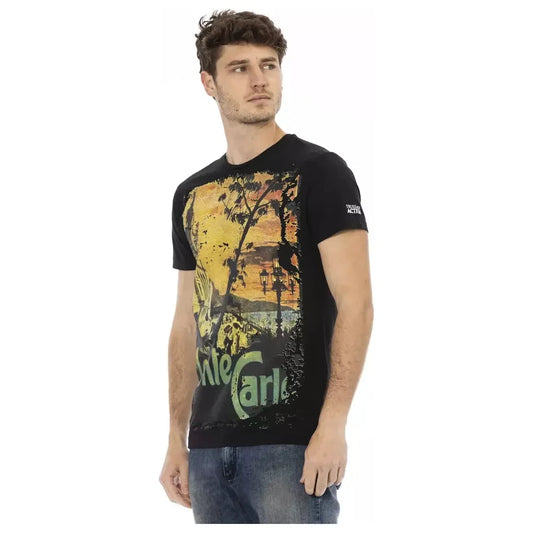 Trussardi Action Black Cotton Men TShirt Trussardi Action