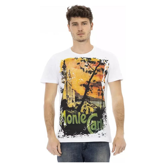 Trussardi Action Elevated Casual White Tee with Graphic Print Trussardi Action