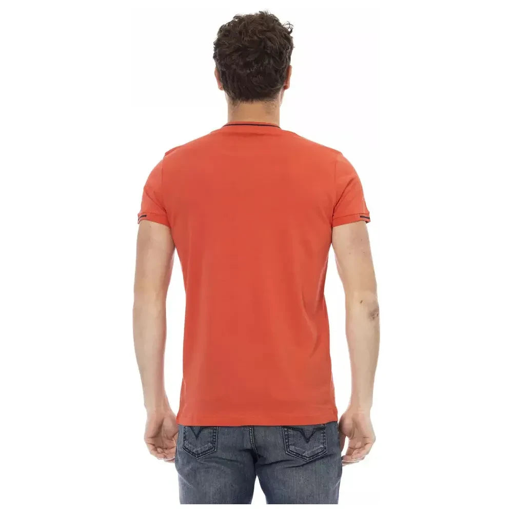 Sleek Orange Short Sleeve Round Neck Tee