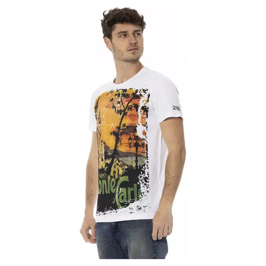 Trussardi Action Elevated Casual White Tee with Graphic Print Trussardi Action