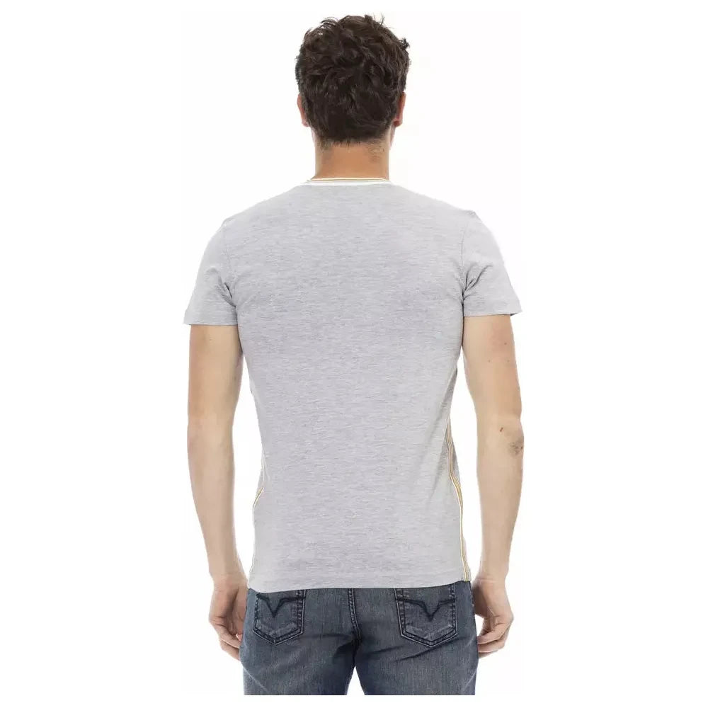 Trussardi Action Elegant V-Neck Tee with Chic Front Print Trussardi Action