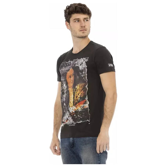 Trussardi Action Sleek Black Print Tee - Casual Elegance Redefined Trussardi Action